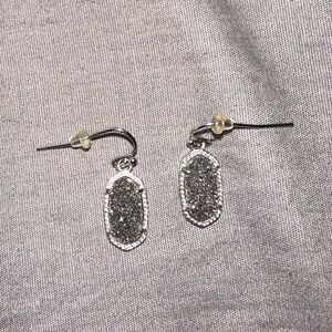 Kendra Scott silver metal drusy drop earrings